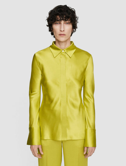 JOSEPH Fashion Women Brunel Silk Satin Blouse Ginkgo