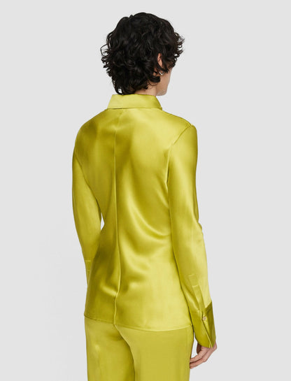 JOSEPH Fashion Women Brunel Silk Satin Blouse Ginkgo