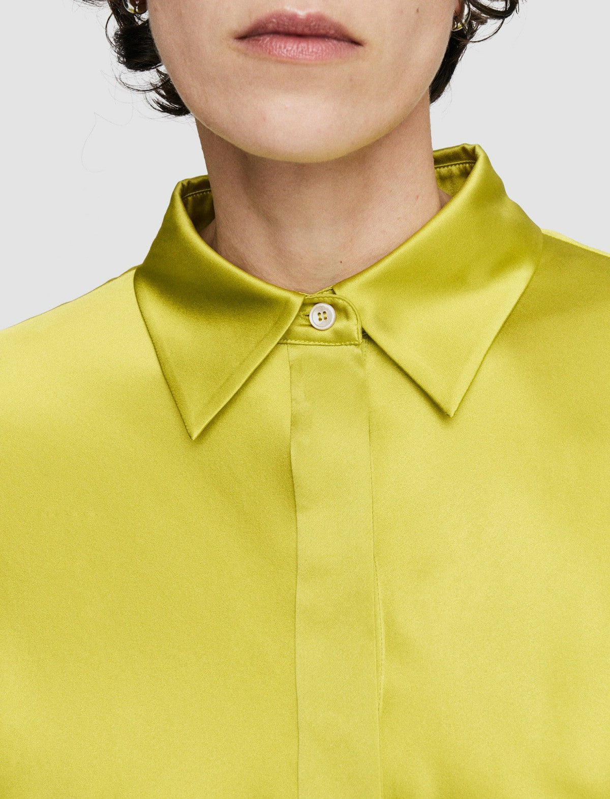 JOSEPH Fashion Women Brunel Silk Satin Blouse Ginkgo