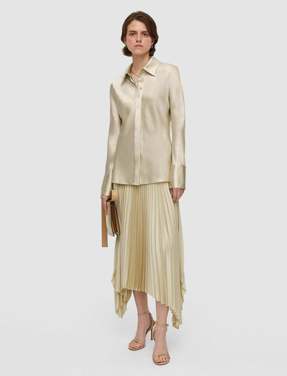 JOSEPH Fashion Women Brunel Silk Satin Blouse Oat