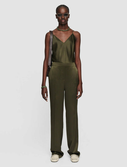 JOSEPH Fashion Women Tova Silk Satin Trousers Hass Avocado