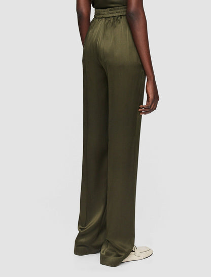 JOSEPH Fashion Women Tova Silk Satin Trousers Hass Avocado