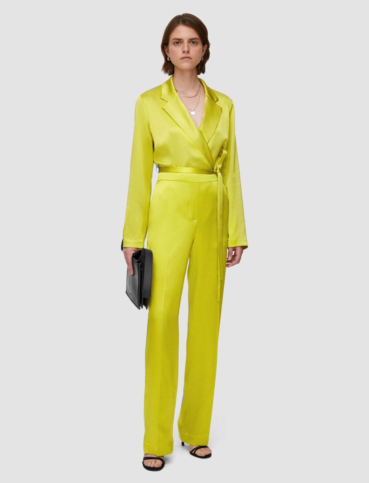 JOSEPH Fashion Women Tova Silk Satin Trousers Ginkgo