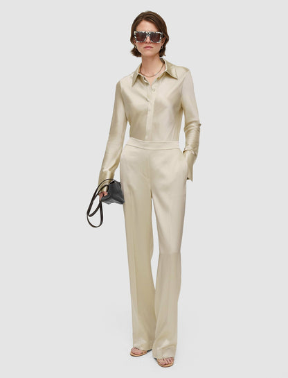 JOSEPH Fashion Women Tova Silk Satin Trousers Oat