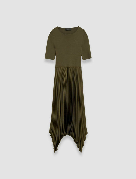 JOSEPH Fashion Women Knit Weave Plissé Darno Dress Hass Avocado