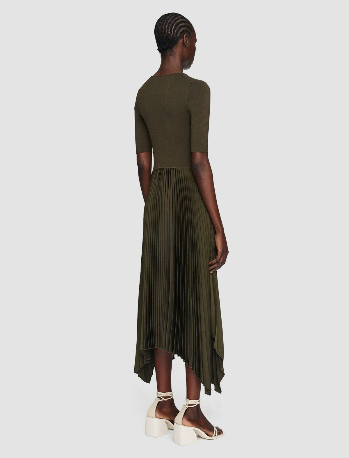 JOSEPH Fashion Women Knit Weave Plissé Darno Dress Hass Avocado