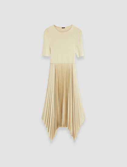 JOSEPH Fashion Women Knit Weave Plissé Darno Dress Oat
