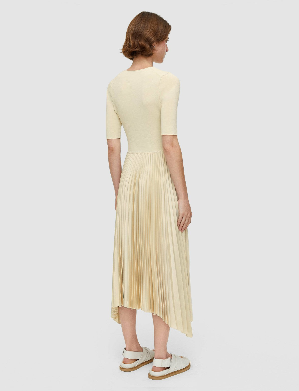 JOSEPH Fashion Women Knit Weave Plissé Darno Dress Oat