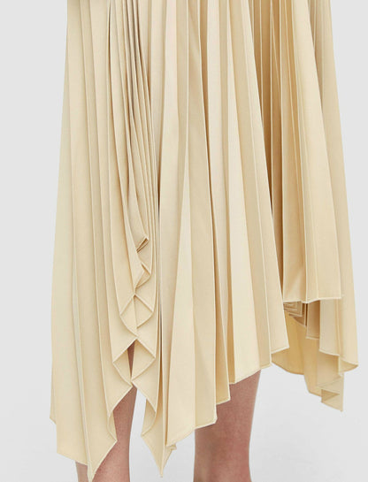 JOSEPH Fashion Women Knit Weave Plissé Darno Dress Oat