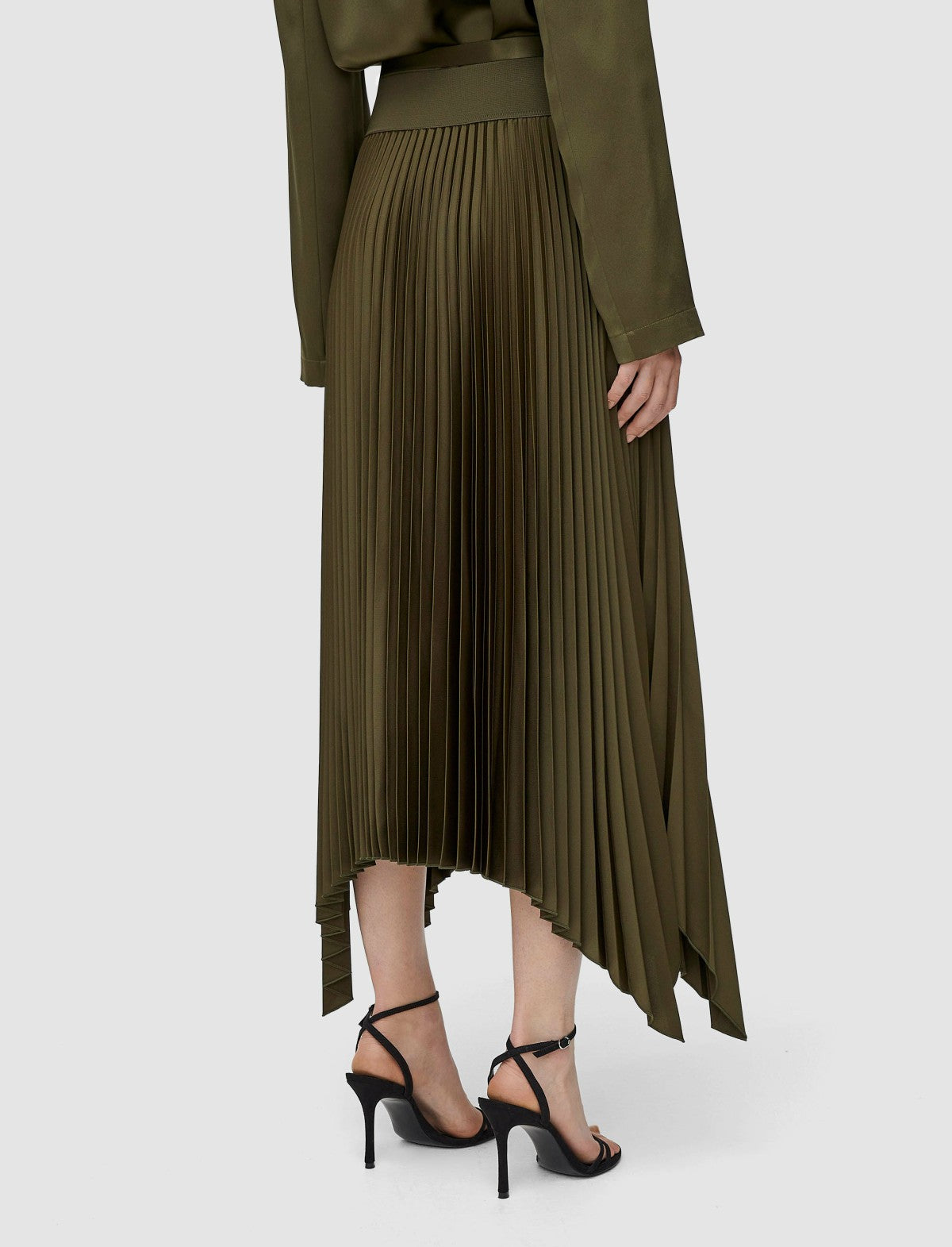 JOSEPH Fashion Women Ade Knit Weave Plissé Skirt Hass Avocado