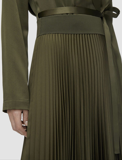JOSEPH Fashion Women Ade Knit Weave Plissé Skirt Hass Avocado