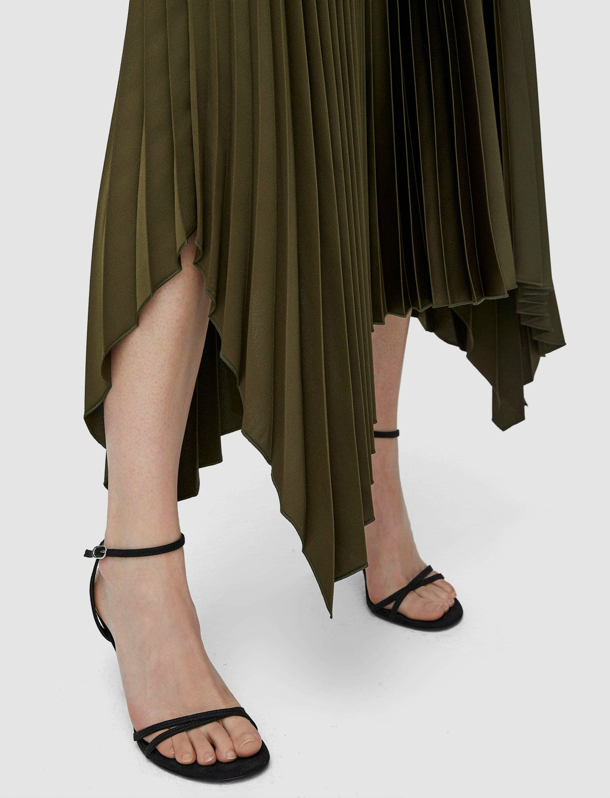 JOSEPH Fashion Women Ade Knit Weave Plissé Skirt Hass Avocado