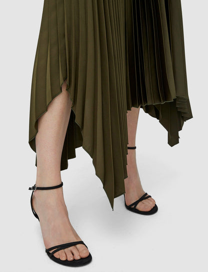 JOSEPH Fashion Women Ade Knit Weave Plissé Skirt Hass Avocado