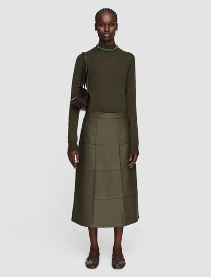 JOSEPH Fashion Women Grid Nappa Leather Keller Skirt Hass Avocado