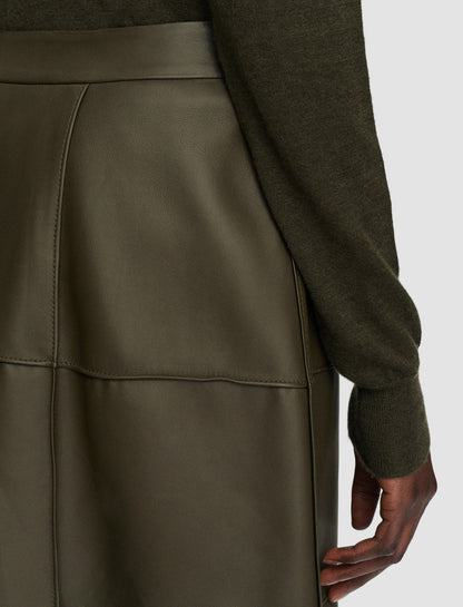JOSEPH Fashion Women Grid Nappa Leather Keller Skirt Hass Avocado