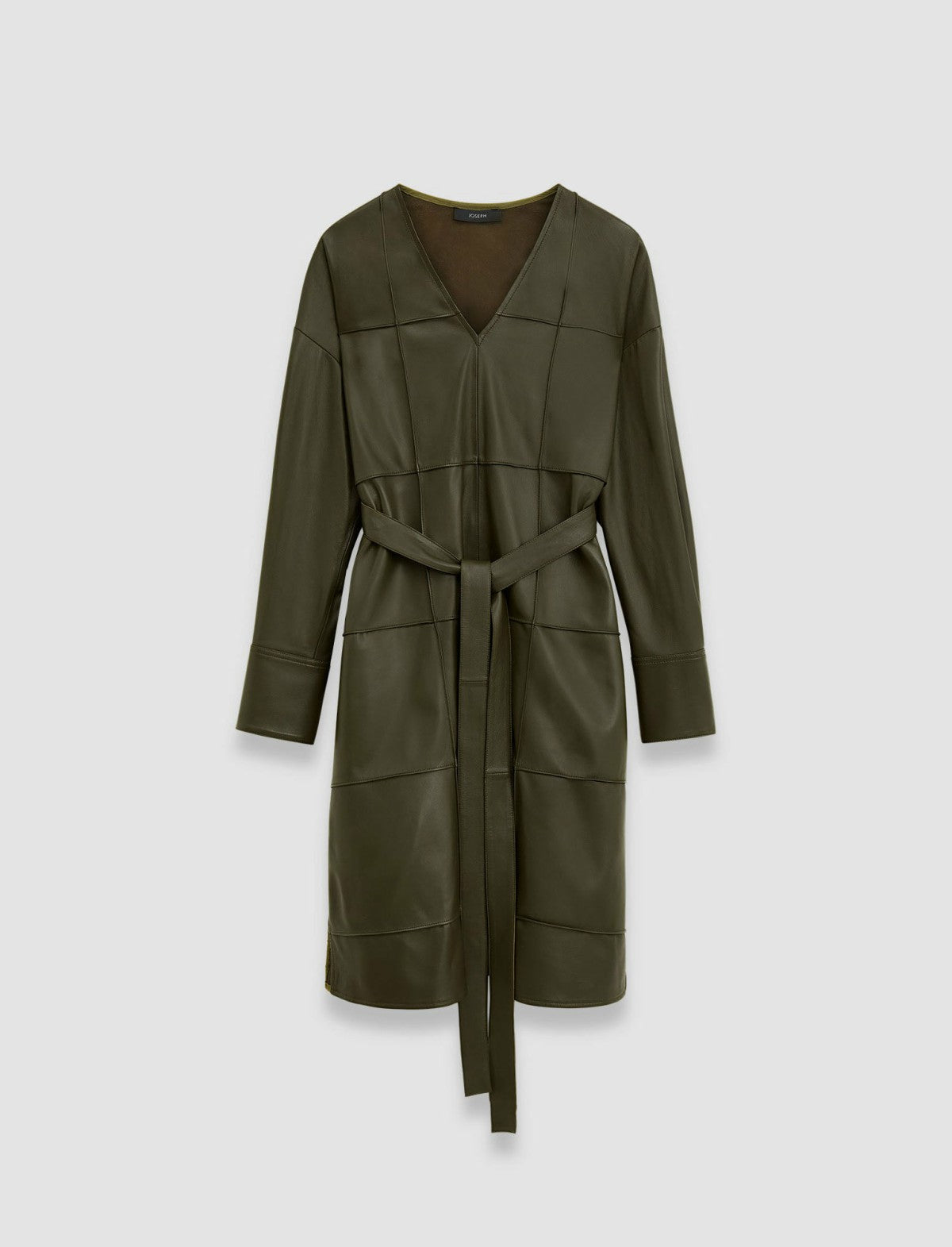JOSEPH Fashion Women Grid Nappa Leather Matisse Dress Hass Avocado