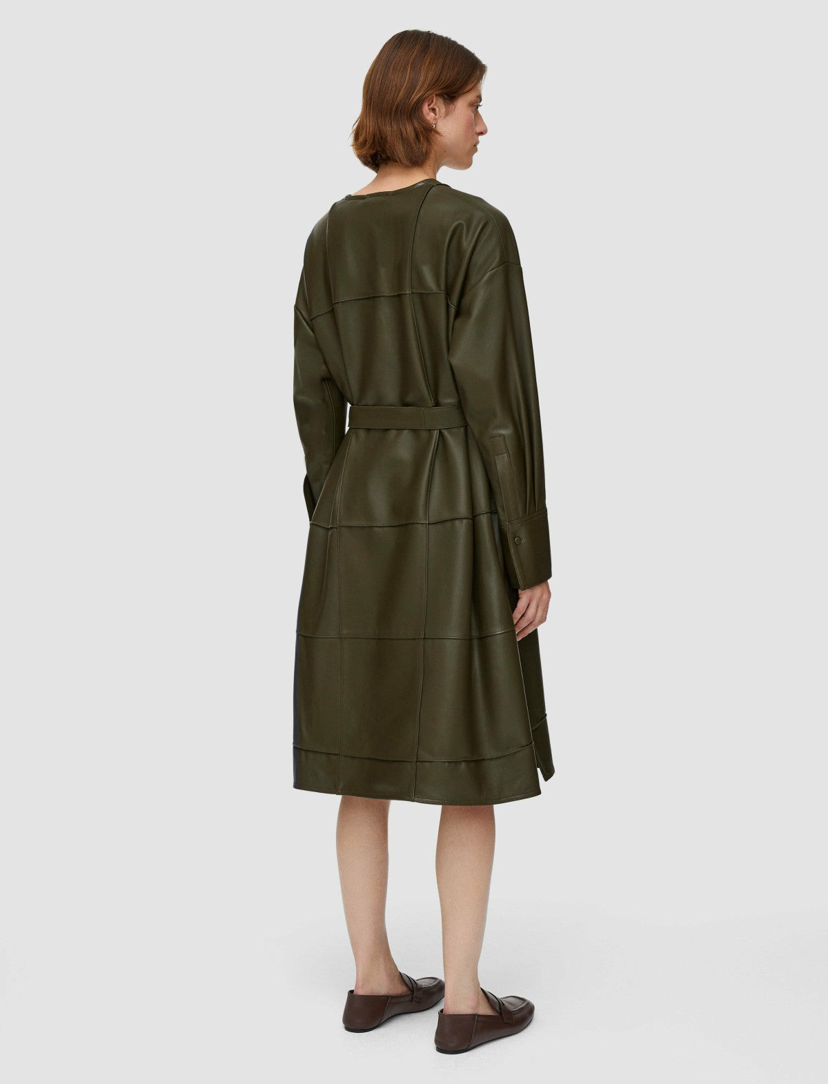 JOSEPH Fashion Women Grid Nappa Leather Matisse Dress Hass Avocado
