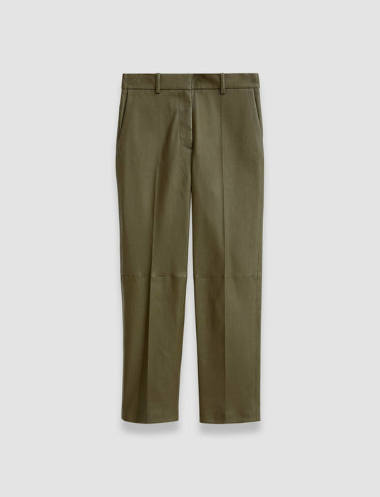 JOSEPH Fashion Women Coleman Leather Stretch Trousers Hass Avocado