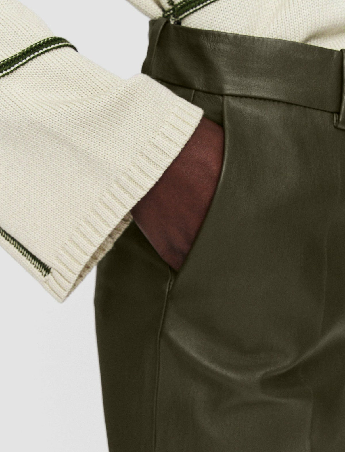 JOSEPH Fashion Women Coleman Leather Stretch Trousers Hass Avocado