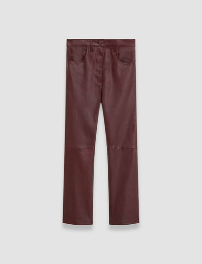 JOSEPH Fashion Women Duke Leather Stretch Trousers Merlot