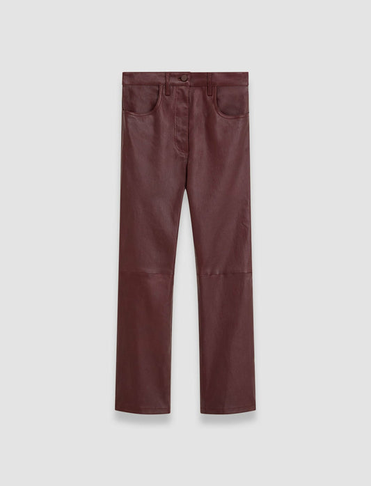 JOSEPH Fashion Women Duke Leather Stretch Trousers Merlot