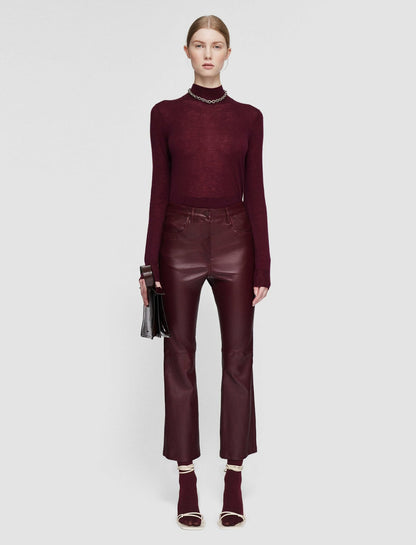 JOSEPH Fashion Women Duke Leather Stretch Trousers Merlot