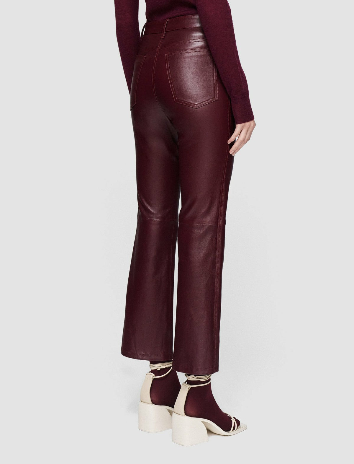 JOSEPH Fashion Women Duke Leather Stretch Trousers Merlot