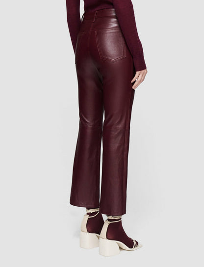 JOSEPH Fashion Women Duke Leather Stretch Trousers Merlot
