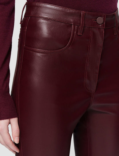 JOSEPH Fashion Women Duke Leather Stretch Trousers Merlot