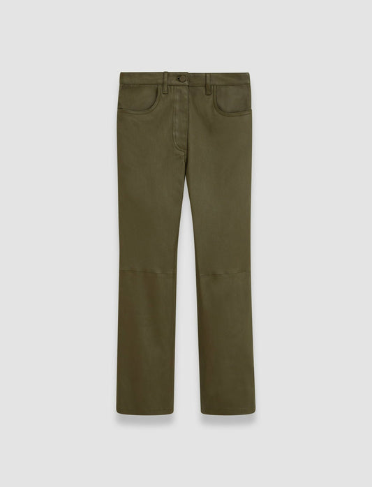 JOSEPH Fashion Women Duke Leather Stretch Trousers Hass Avocado