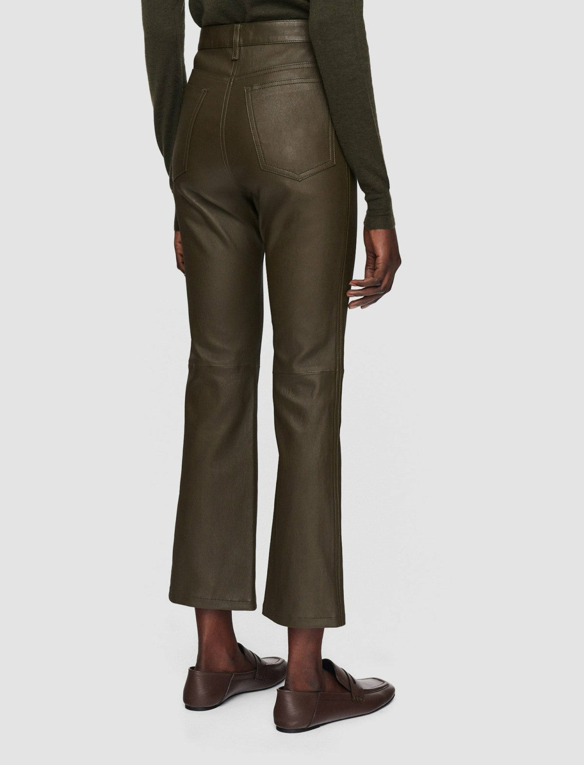 JOSEPH Fashion Women Duke Leather Stretch Trousers Hass Avocado