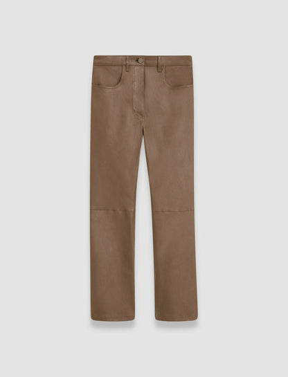JOSEPH Fashion Women Duke Leather Stretch Trousers Arabica