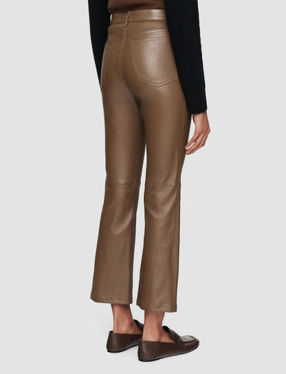 JOSEPH Fashion Women Duke Leather Stretch Trousers Arabica