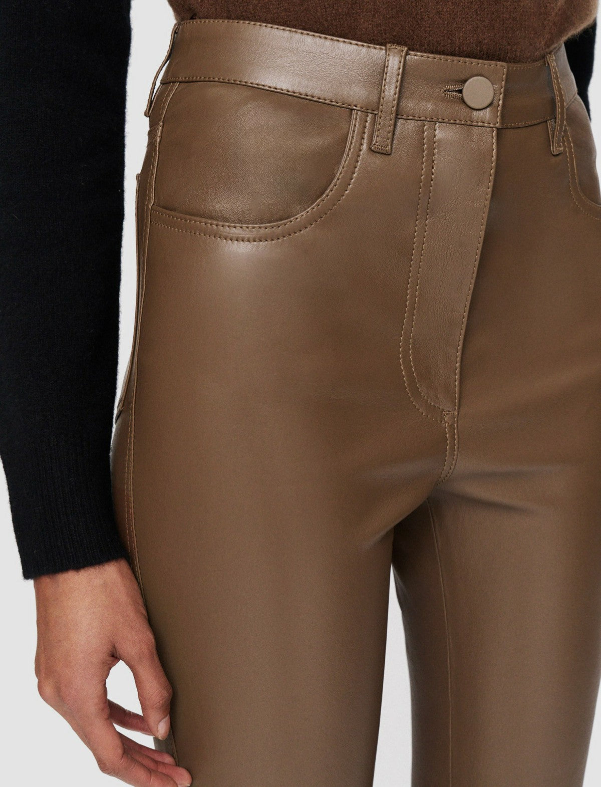 JOSEPH Fashion Women Duke Leather Stretch Trousers Arabica