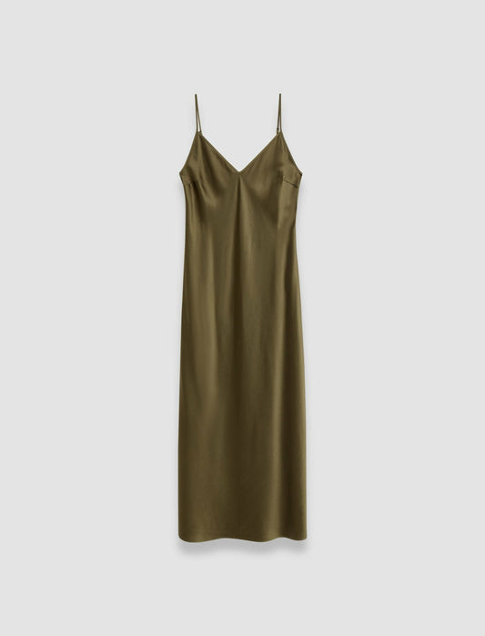 JOSEPH Fashion Women Silk Satin Clea Dress Hass Avocado