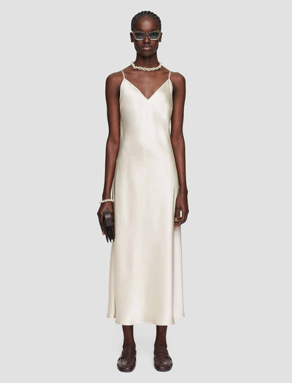 JOSEPH Fashion Women Silk Satin Clea Dress Oat