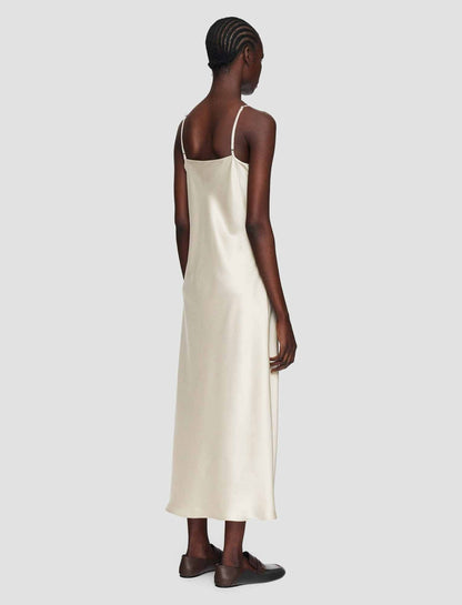 JOSEPH Fashion Women Silk Satin Clea Dress Oat