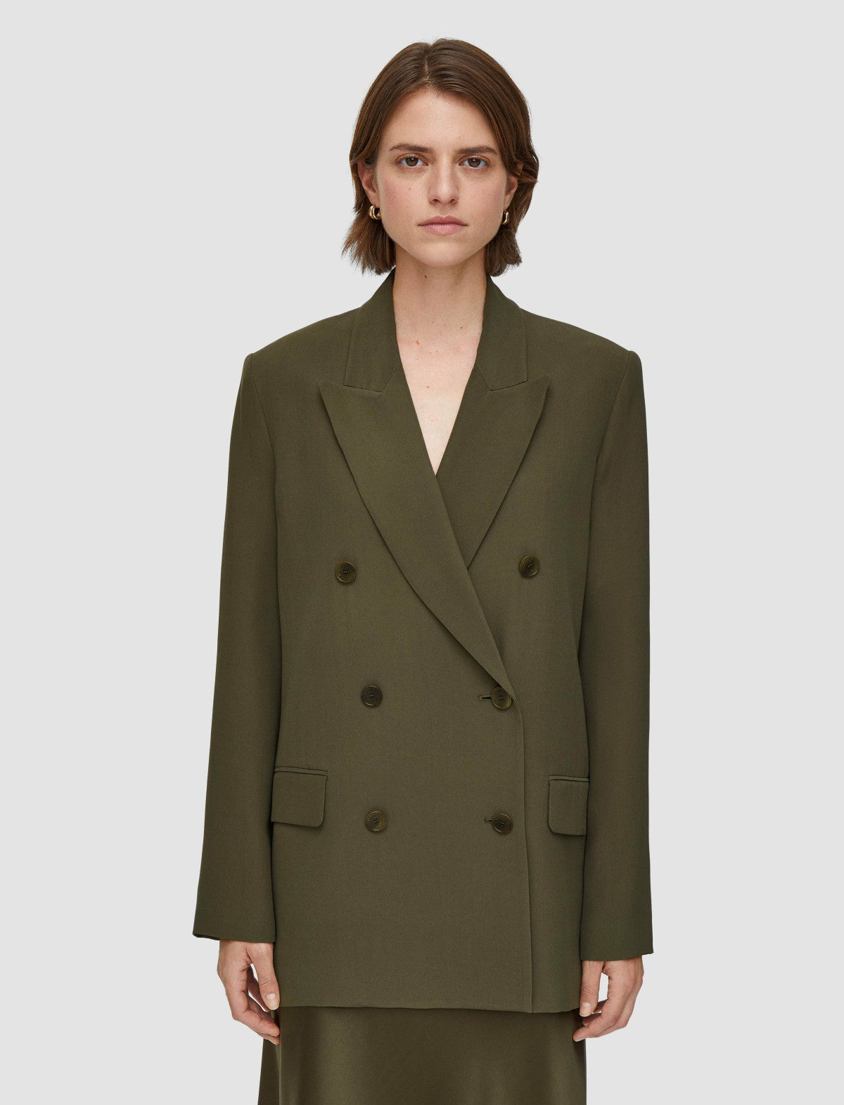 JOSEPH Fashion Women Silk Crepe Chapone Jacket Hass Avocado