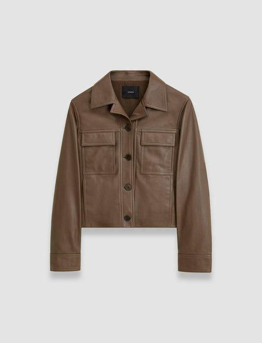 JOSEPH Fashion Women Nappa Leather Salvador Jacket Arabica