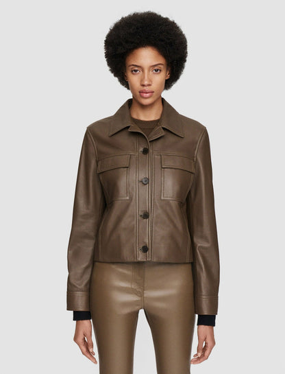 JOSEPH Fashion Women Nappa Leather Salvador Jacket Arabica