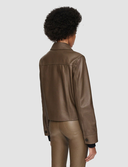 JOSEPH Fashion Women Nappa Leather Salvador Jacket Arabica