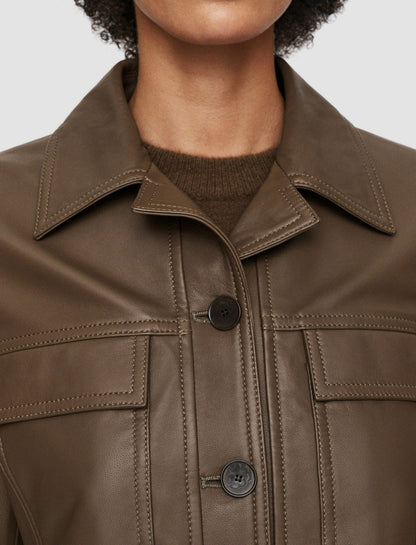 JOSEPH Fashion Women Nappa Leather Salvador Jacket Arabica