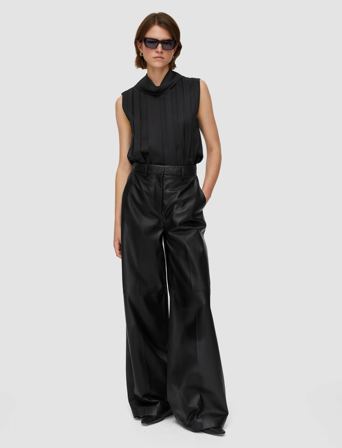 JOSEPH Fashion Women Alana Nappa Leather Trousers Black