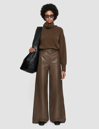JOSEPH Fashion Women Alana Nappa Leather Trousers Arabica