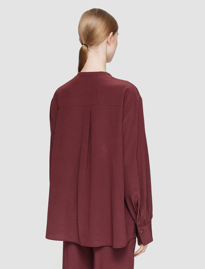 JOSEPH Fashion Women Silk Crepe de Chine Blondel Blouse Merlot