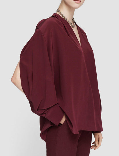 JOSEPH Fashion Women Silk Crepe de Chine Blondel Blouse Merlot