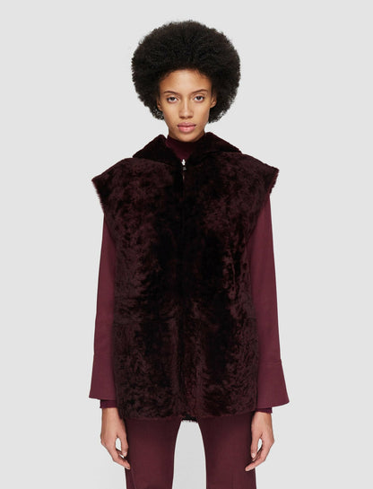 JOSEPH Fashion Women Dantec Reversible Shearling Gilet Merlot