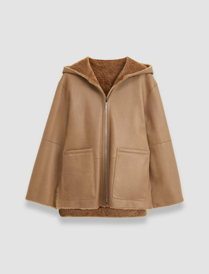 JOSEPH Fashion Women Cosser Reversible Shearling Coat Oak