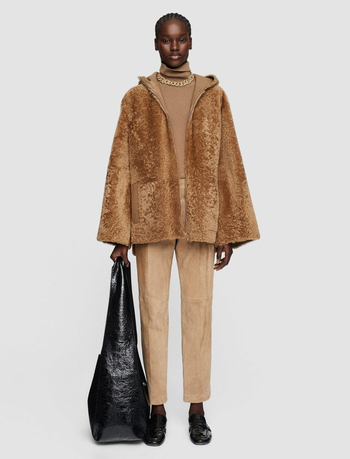 JOSEPH Fashion Women Cosser Reversible Shearling Coat Oak