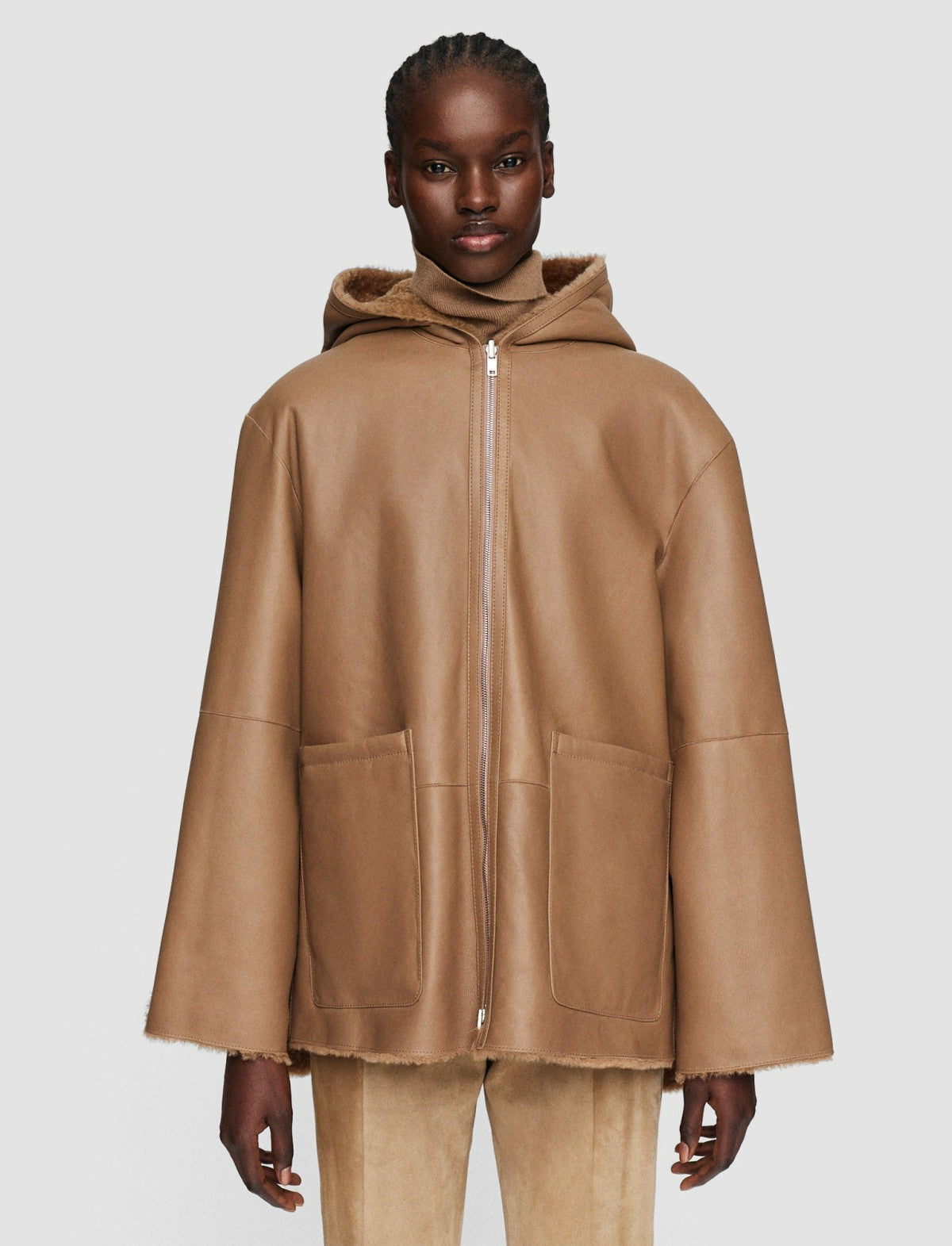 JOSEPH Fashion Women Cosser Reversible Shearling Coat Oak